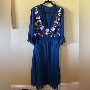 ASOS Mid Length Pleated Dress with Floral Design
